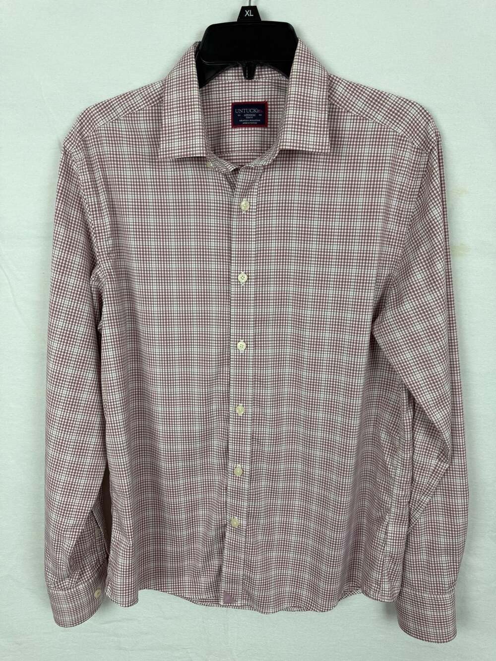UNTUCKit Beckman Shirt Medium Red Plaid Slim Fit Long Sleeve
